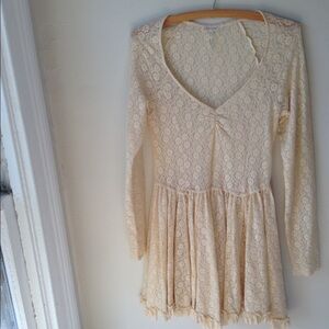 Free People Fit & Flare Lace Overlay Slip Dress